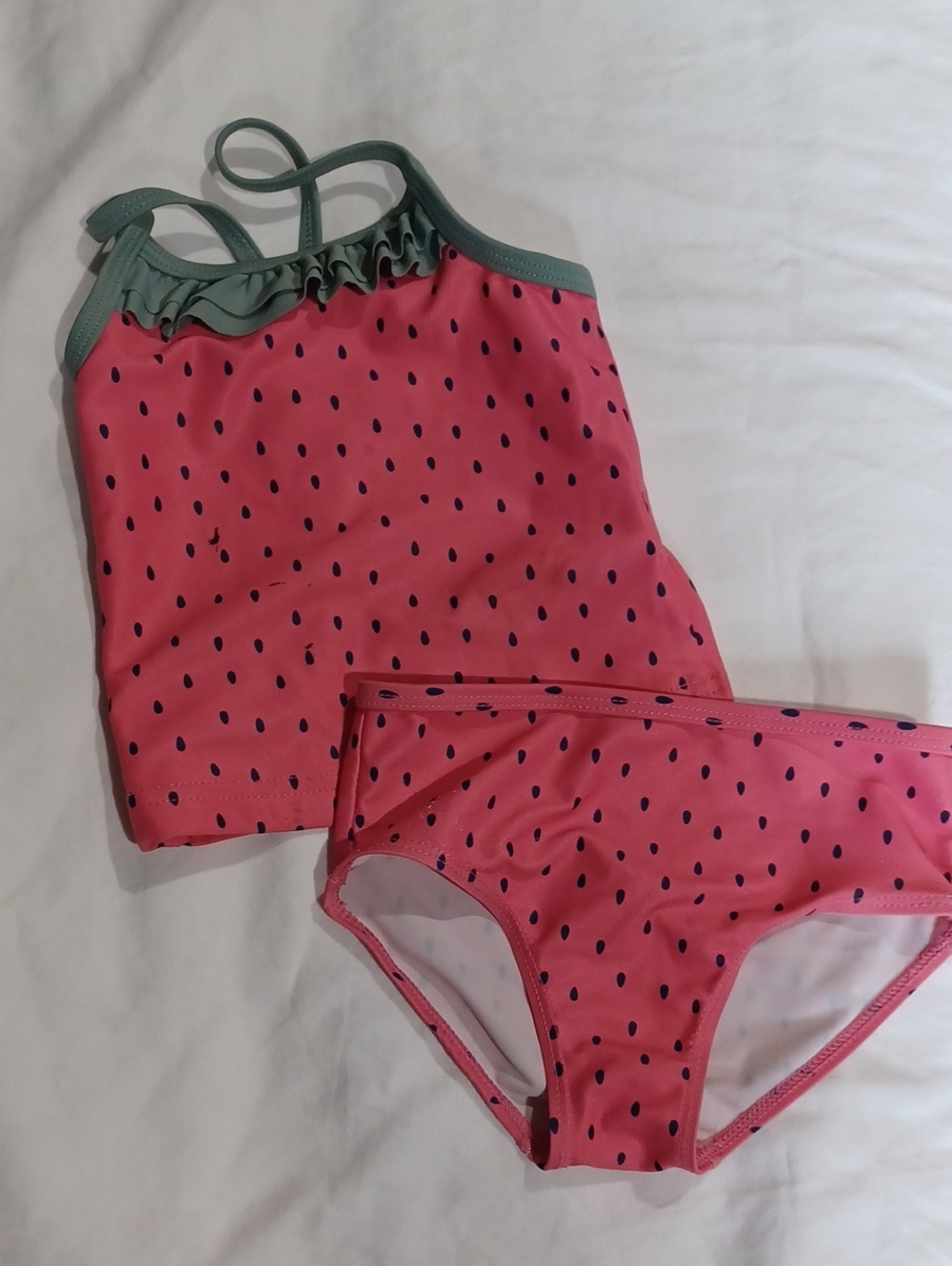 Simple Joys Pink Tankini with Navy Seed Print and Green Trim